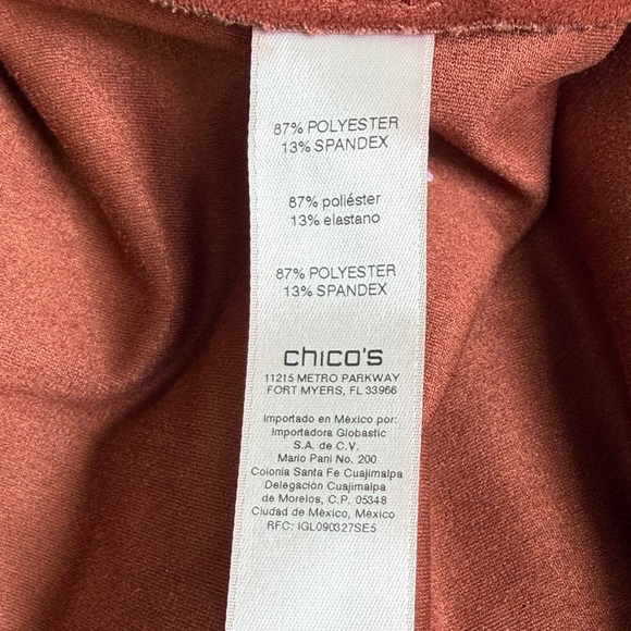 Chico’s Open Front Faux Suede Long Jacket in Rust Brown - Picture 9 of 10